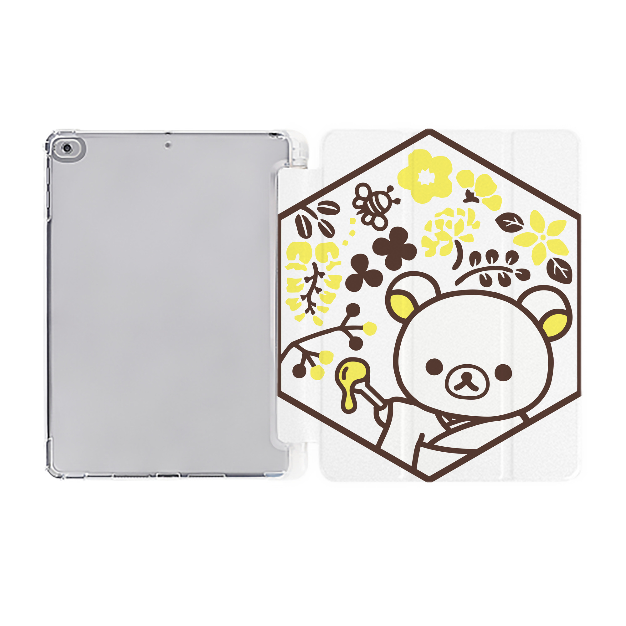 （画像用） リラックマ リラックマ キイロイトリ Rilakkuma Korilakkuma Kiiroitori IPad ケース ペン収納付き 三つ折りスタンド PUレザー×シリコン 対応機種9.5/10.5/10.9インチ